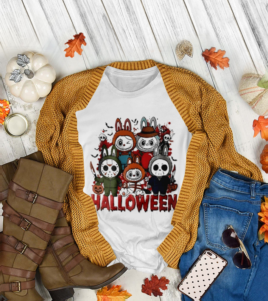 Halloween Cartoon Bunny Horror Characters Costumes Scary Masks T-Shirt