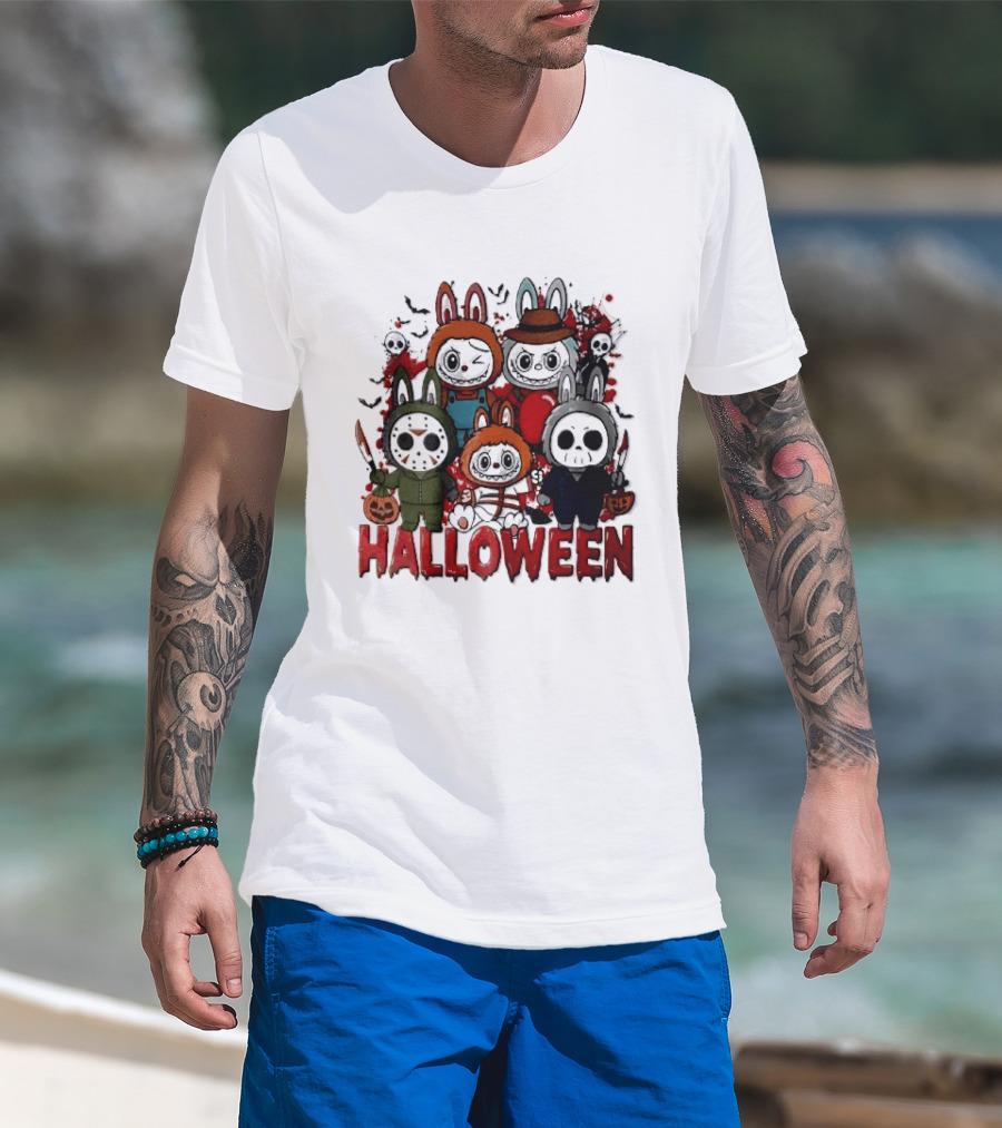Halloween Cartoon Bunny Horror Characters Costumes Scary Masks T-Shirt