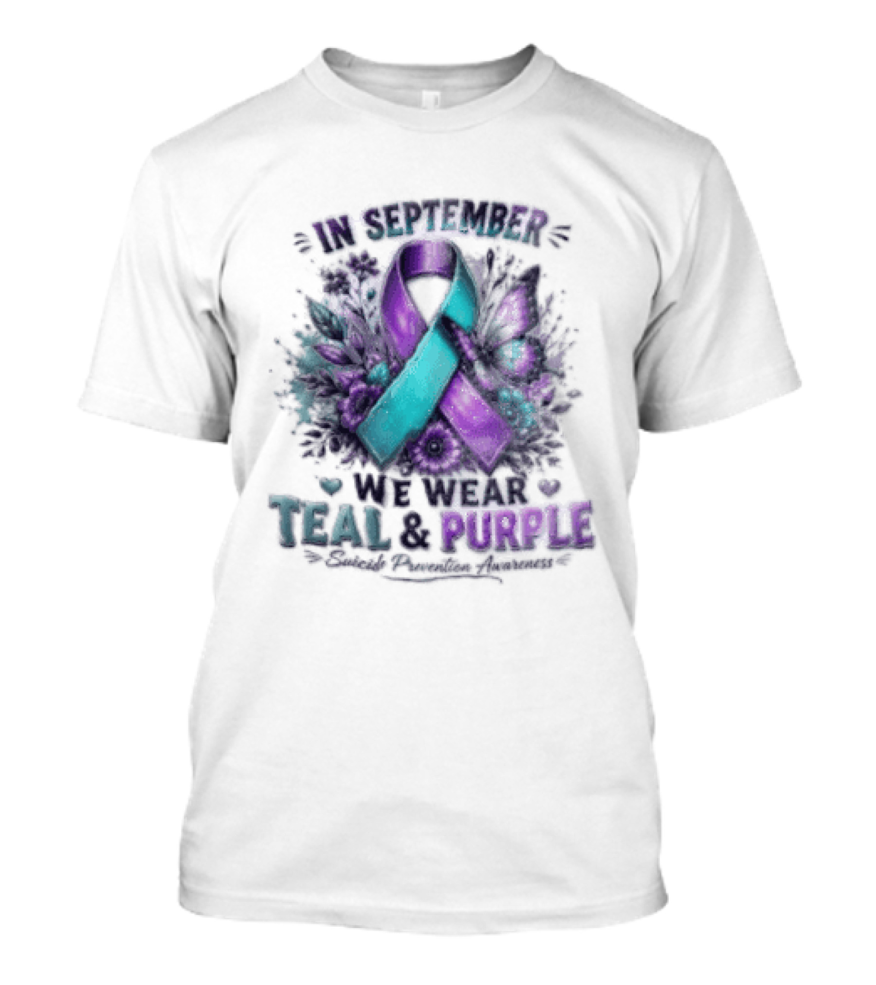 September Teal And Purple Ribbon Suicide Prevention Awareness T-Shirt