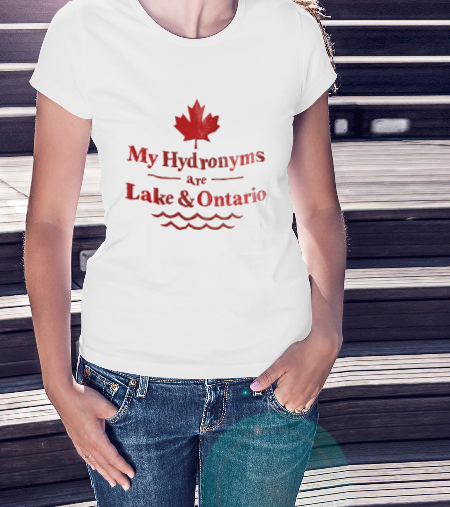My Hydronyms Are Lake And Ontario Maple Leaf Waves T-Shirt