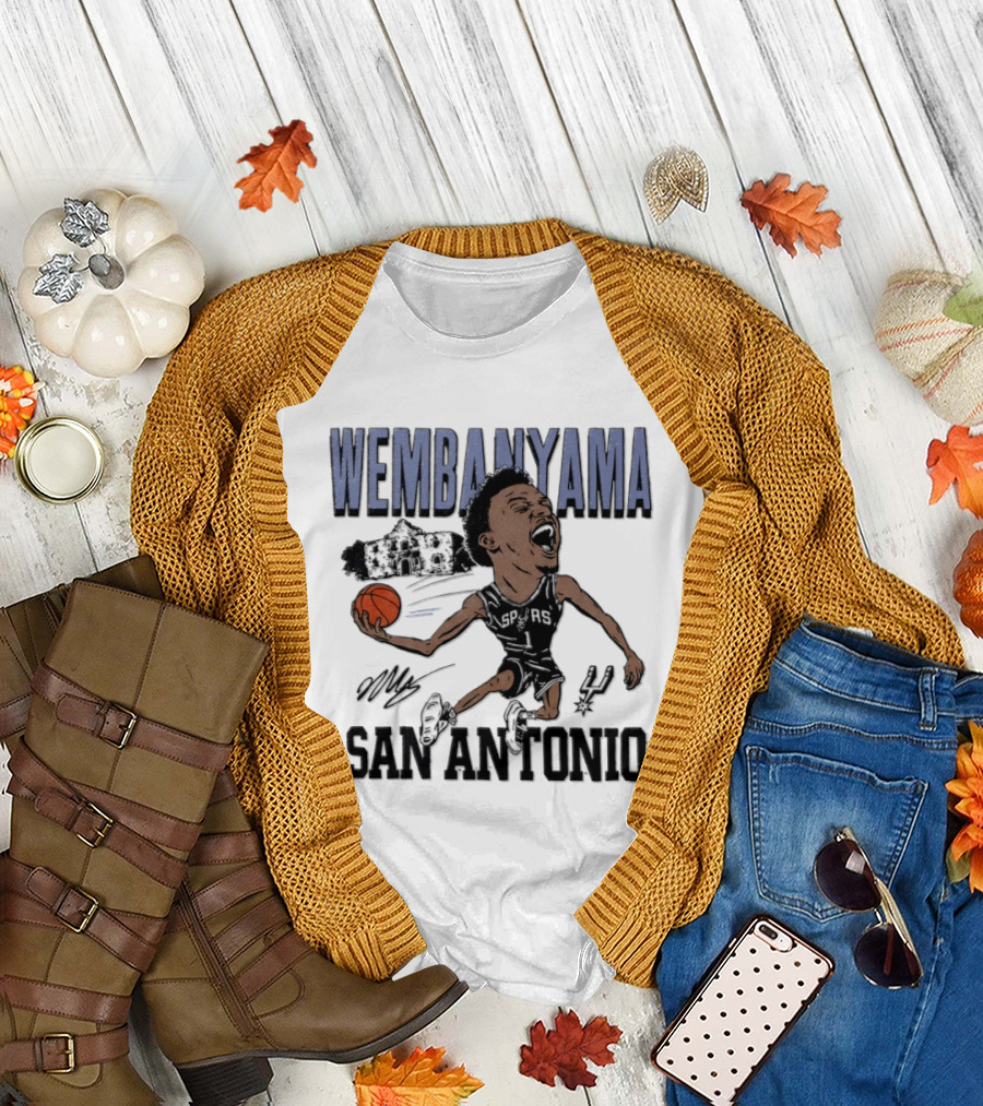 Wembanyama San Antonio Spurs Basketball NBA Caricature T-Shirt