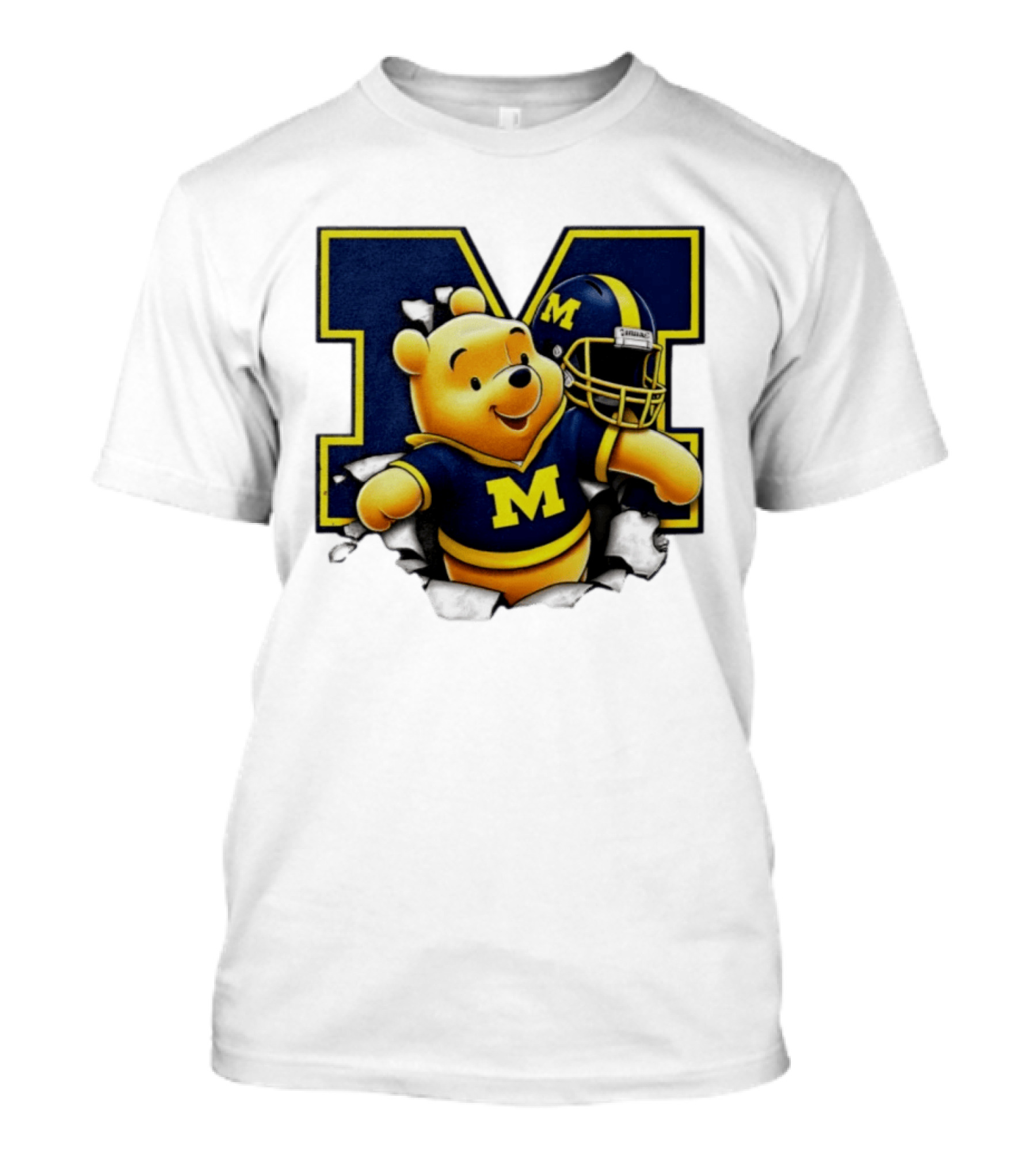 Winnie The Pooh Michigan Wolverines Football M Helmet T-Shirt