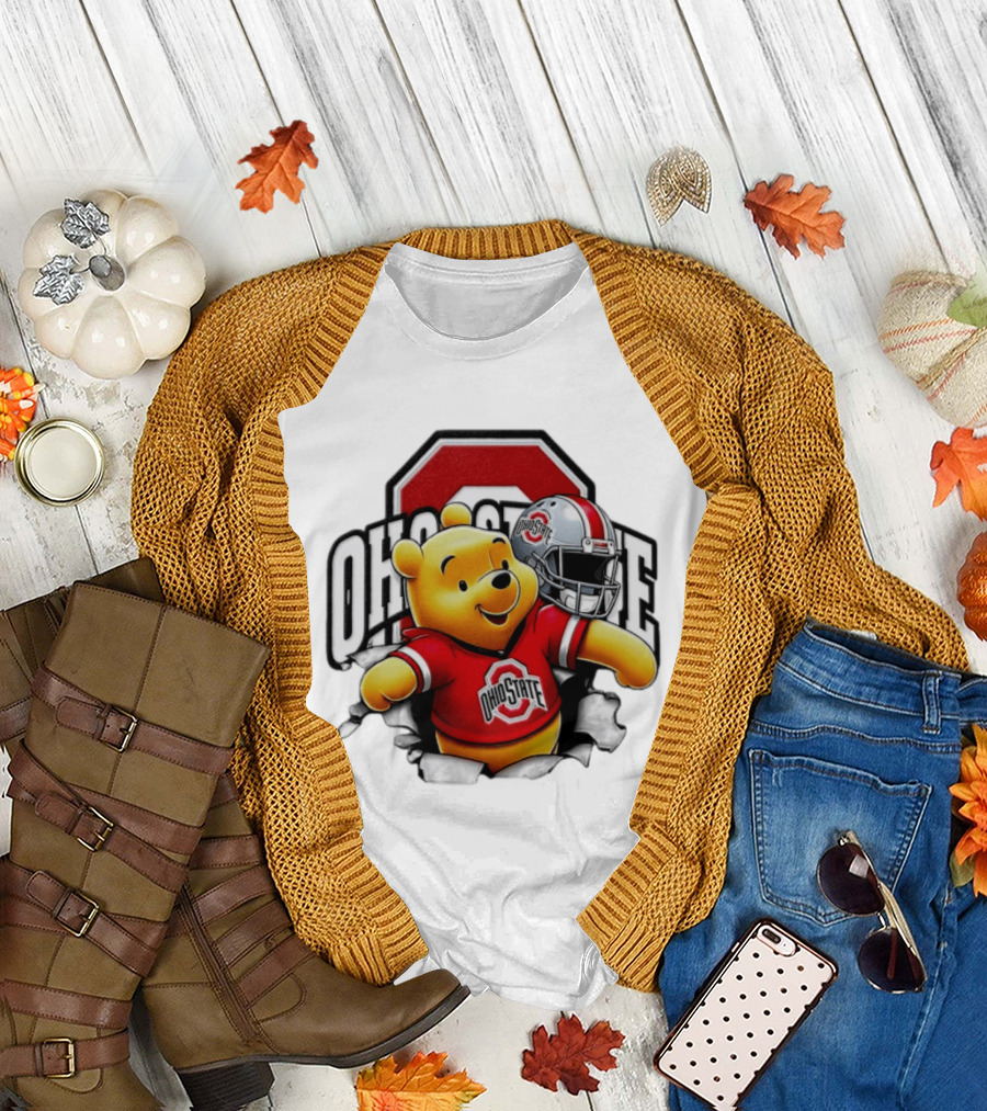 Winnie The Pooh Ohio State Buckeyes Football Team Helmets Series T-Shirt