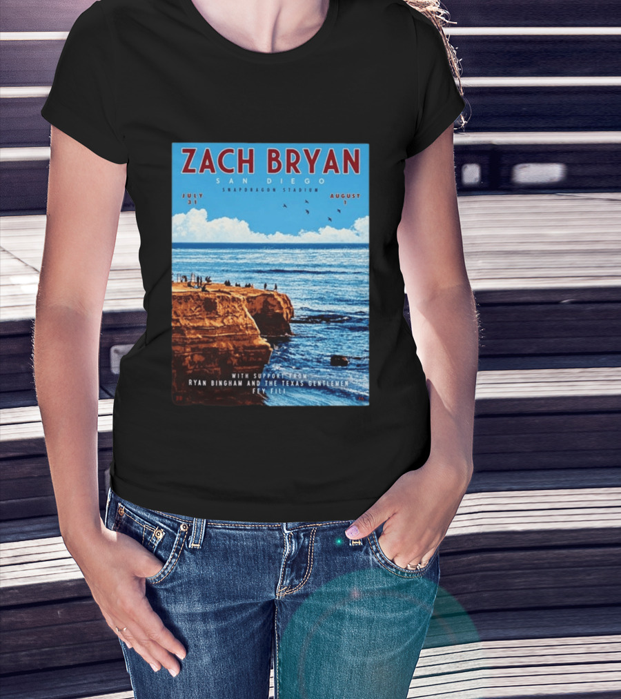 Zach Bryan San Diego Snapdragon Stadium July 31 August 1 With Support From Ryan Bingham The Texas Gentlemen Feu Fei T-Shirt