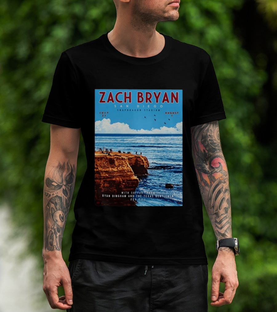 Zach Bryan San Diego Snapdragon Stadium July 31 August 1 With Support From Ryan Bingham The Texas Gentlemen Feu Fei T-Shirt