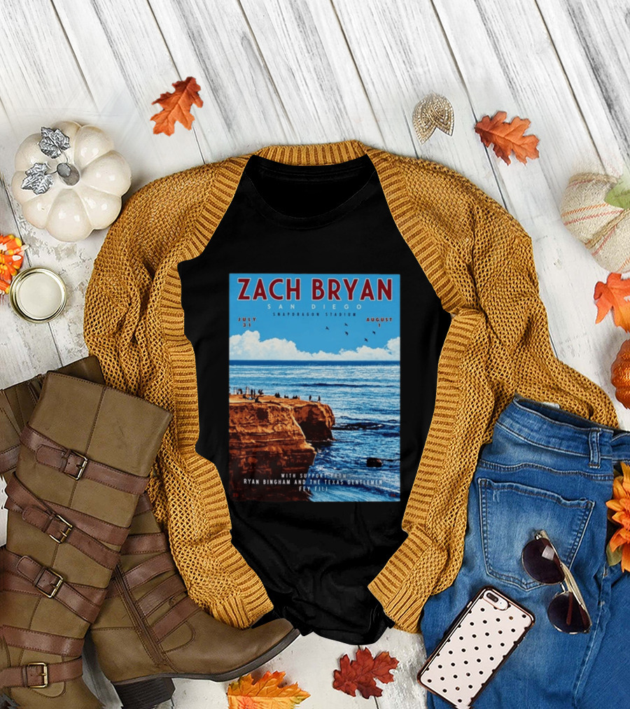 Zach Bryan San Diego Snapdragon Stadium July 31 August 1 With Support From Ryan Bingham The Texas Gentlemen Feu Fei T-Shirt