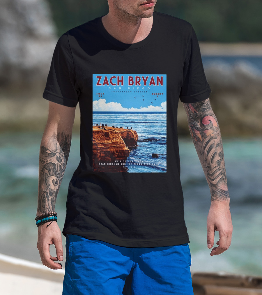 Zach Bryan San Diego Snapdragon Stadium July 31 August 1 With Support From Ryan Bingham The Texas Gentlemen Feu Fei T-Shirt