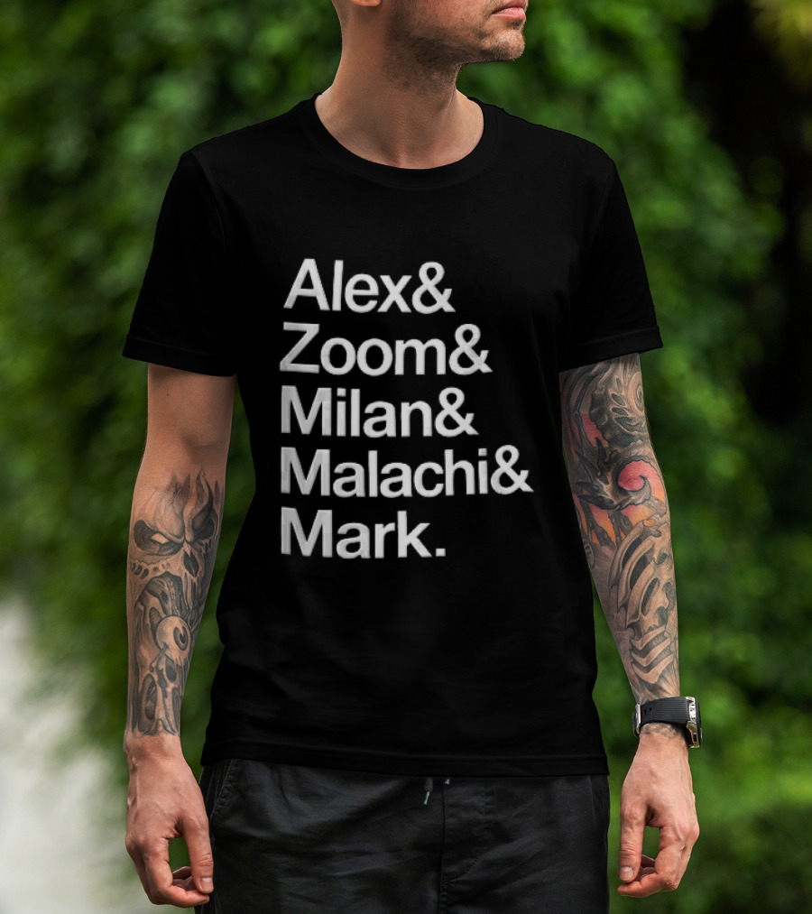 Alex Zoom Milan Malachi Mark Stacked White T-Shirt