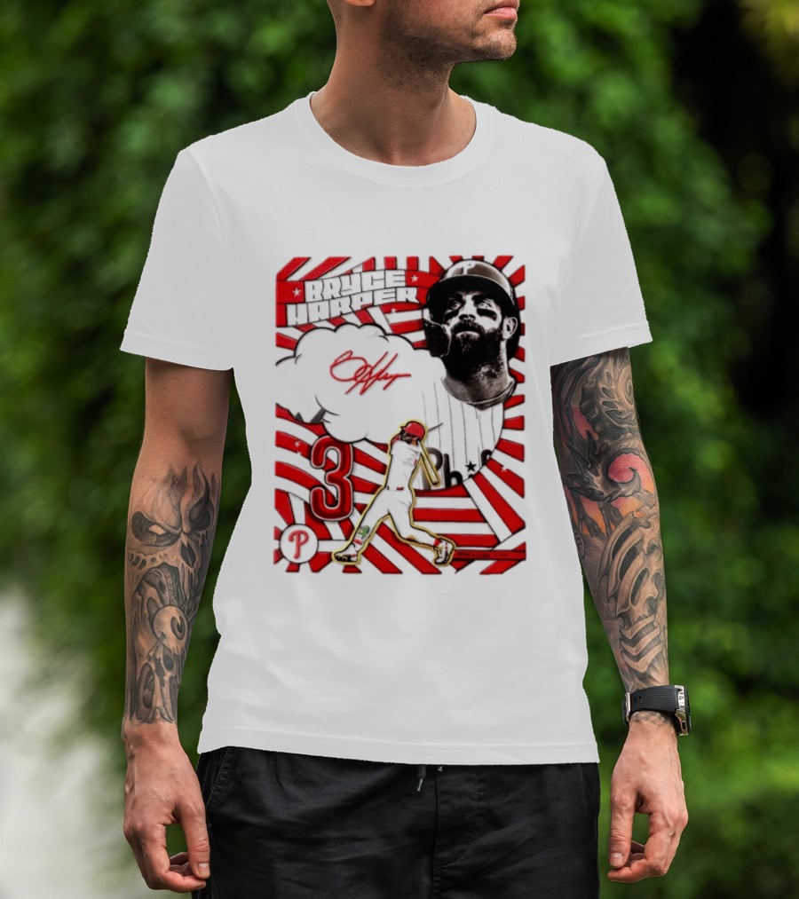 Bryce Harper Philadelphia Phillies 2026 MLB Signature Number 3 T-Shirt