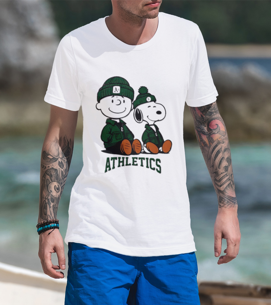 Charlie Brown Snoopy Athletics 2026 MLB Football T-Shirt