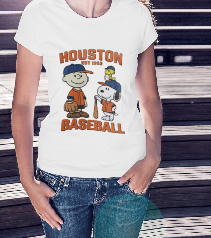 Charlie Brown Snoopy Houston Baseball Est 1962 T-Shirt