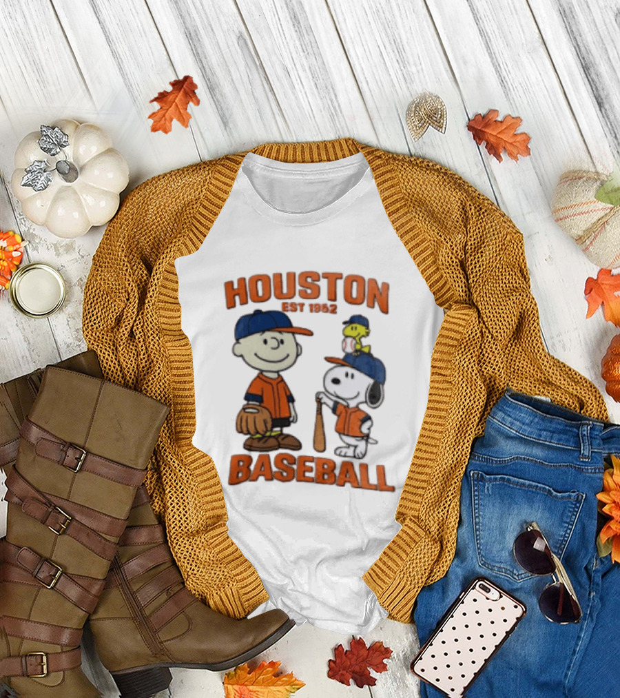 Charlie Brown Snoopy Houston Baseball Est 1962 T-Shirt