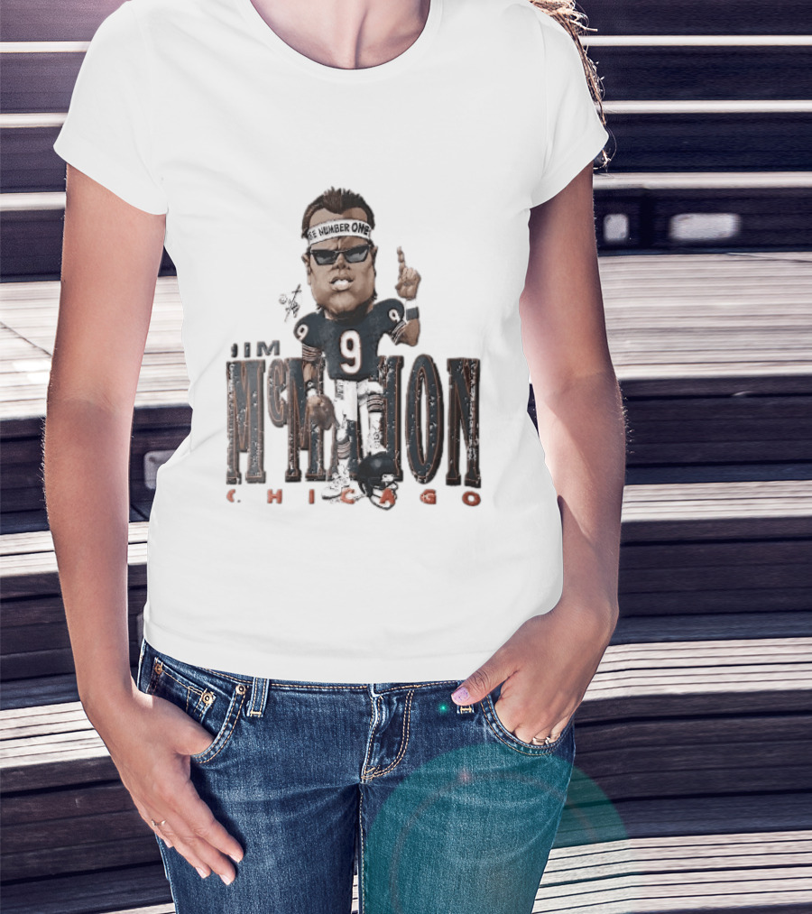Chicago Bears Jim McMahon Were Number One Caricature Player Helmet T-Shirt