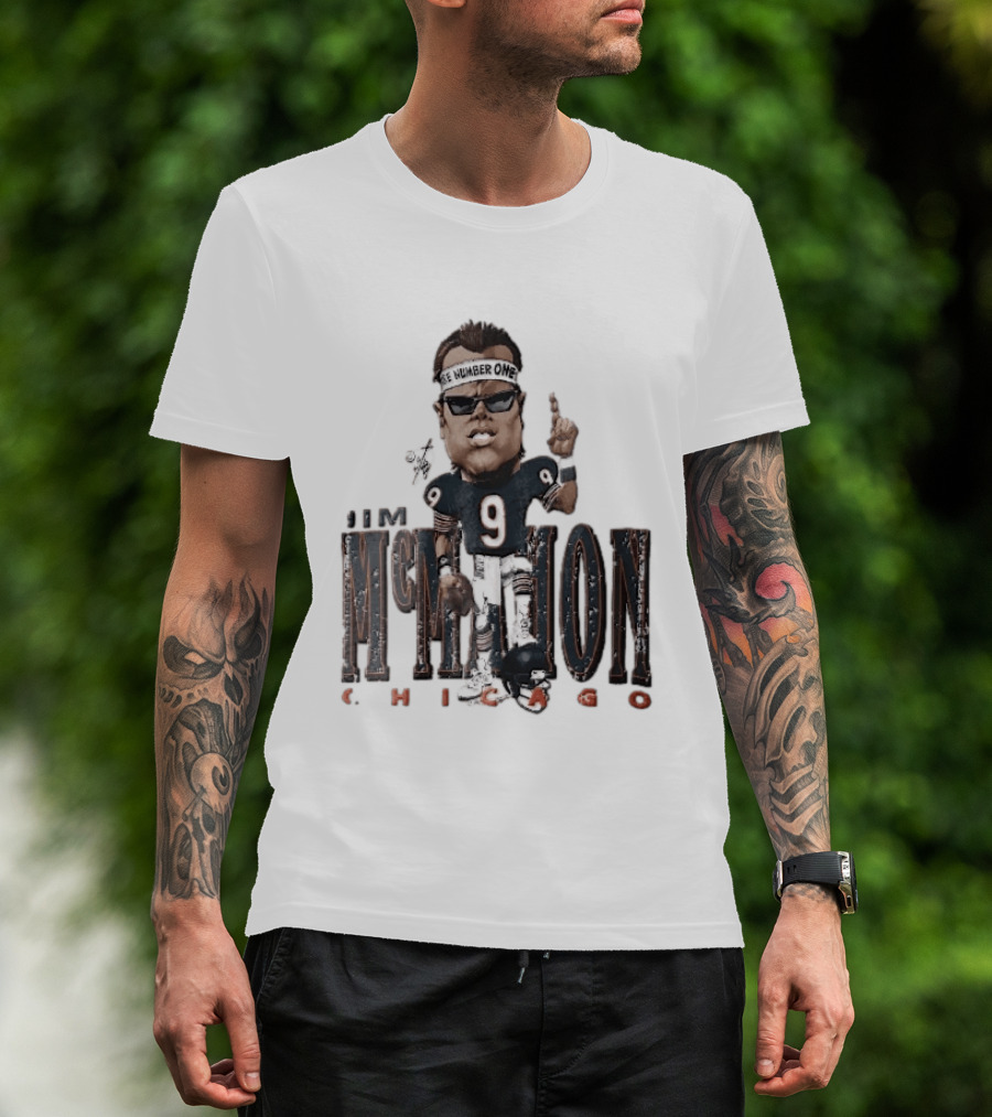 Chicago Bears Jim McMahon Were Number One Caricature Player Helmet T-Shirt