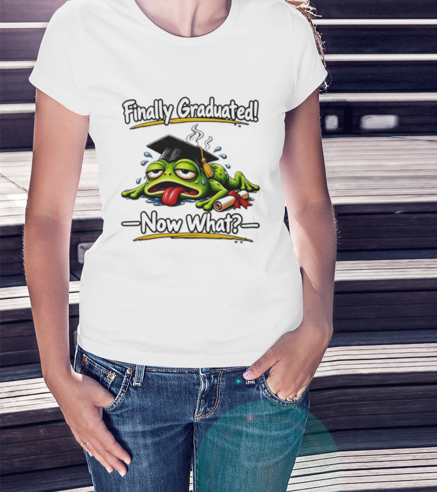 Finally Graduated Frog Now What Graduation Humor T-Shirt