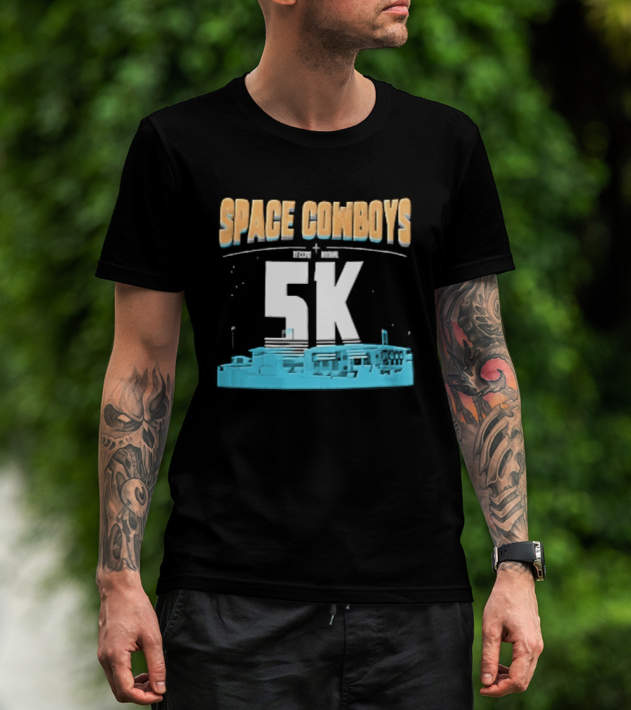Space Cowboys 5k Cyan Ballpark Cityscape Night Stars T-Shirt