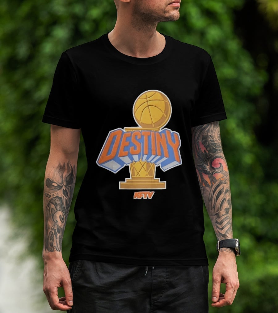 Destiny Gold Basketball Hoop Trophy Cartoon KFTV Orange Lettering T-Shirt