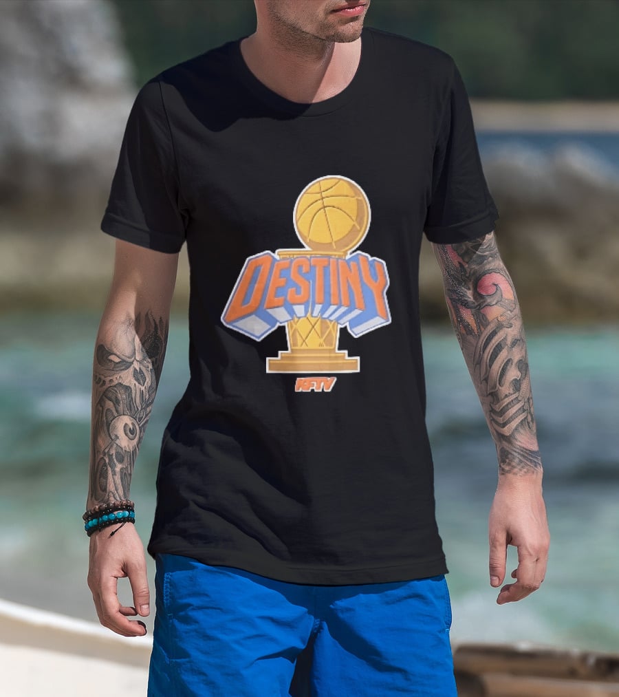 Destiny Gold Basketball Hoop Trophy Cartoon KFTV Orange Lettering T-Shirt
