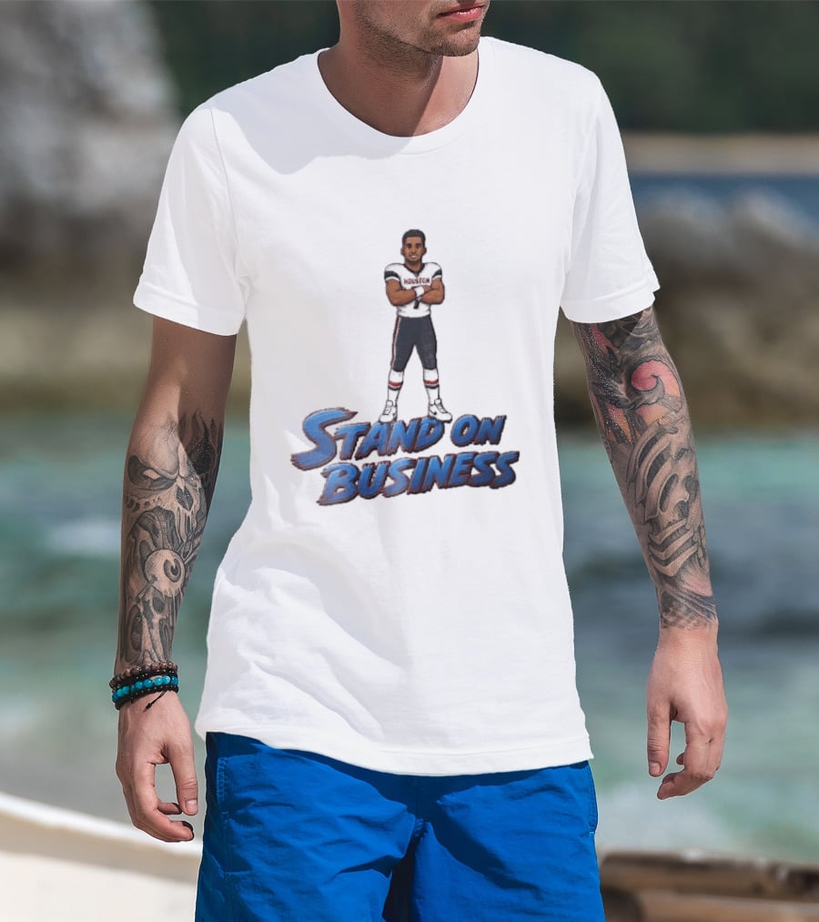 Houston Texans Stand On Business Football Player Number 7 Cartoon Caricature T-Shirt