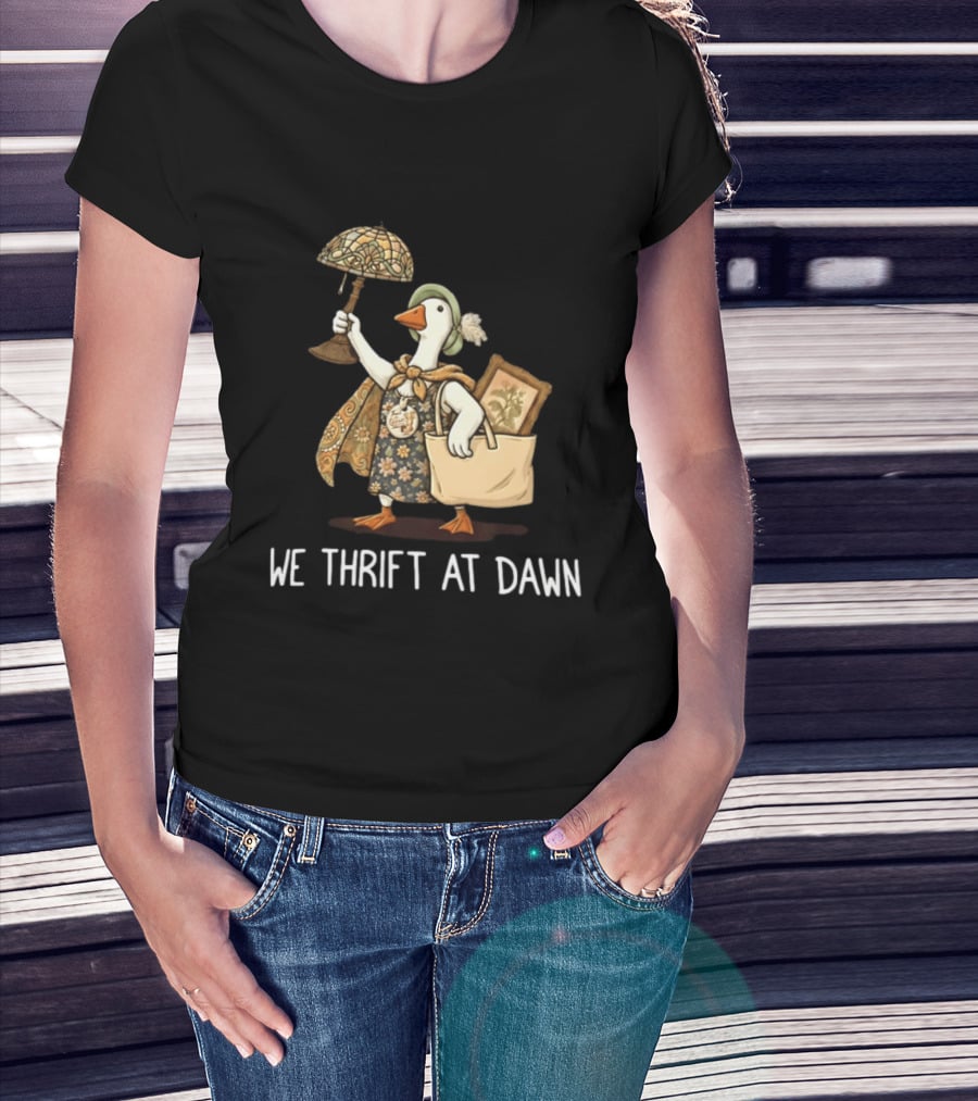 We Thrift At Dawn Vintage Goose With Lamp And Bag T-Shirt