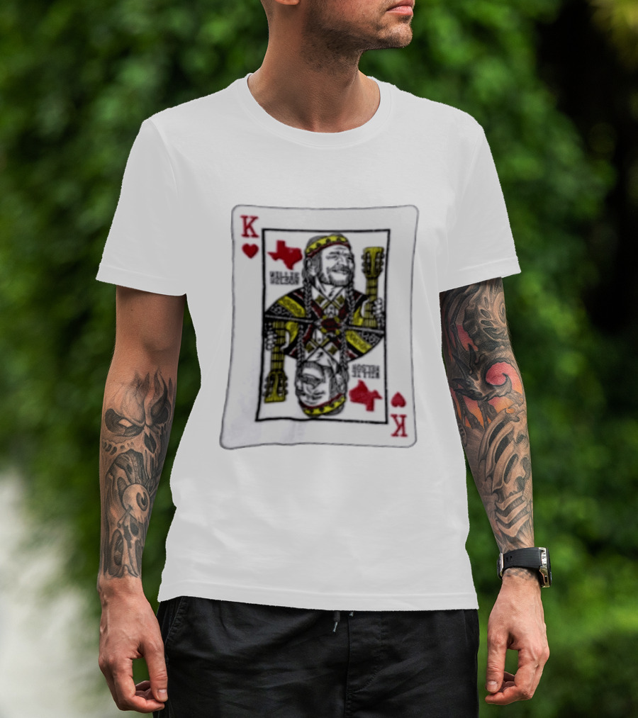 King Of Hearts Willie Nelson Texas Playing Card T-Shirt