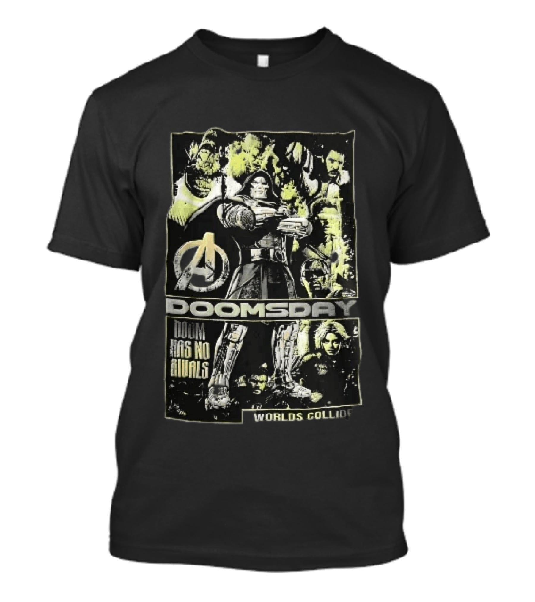 Avengers Doomsday Doom Has No Rivals Worlds Collide Villain Collage Halftone T-Shirt