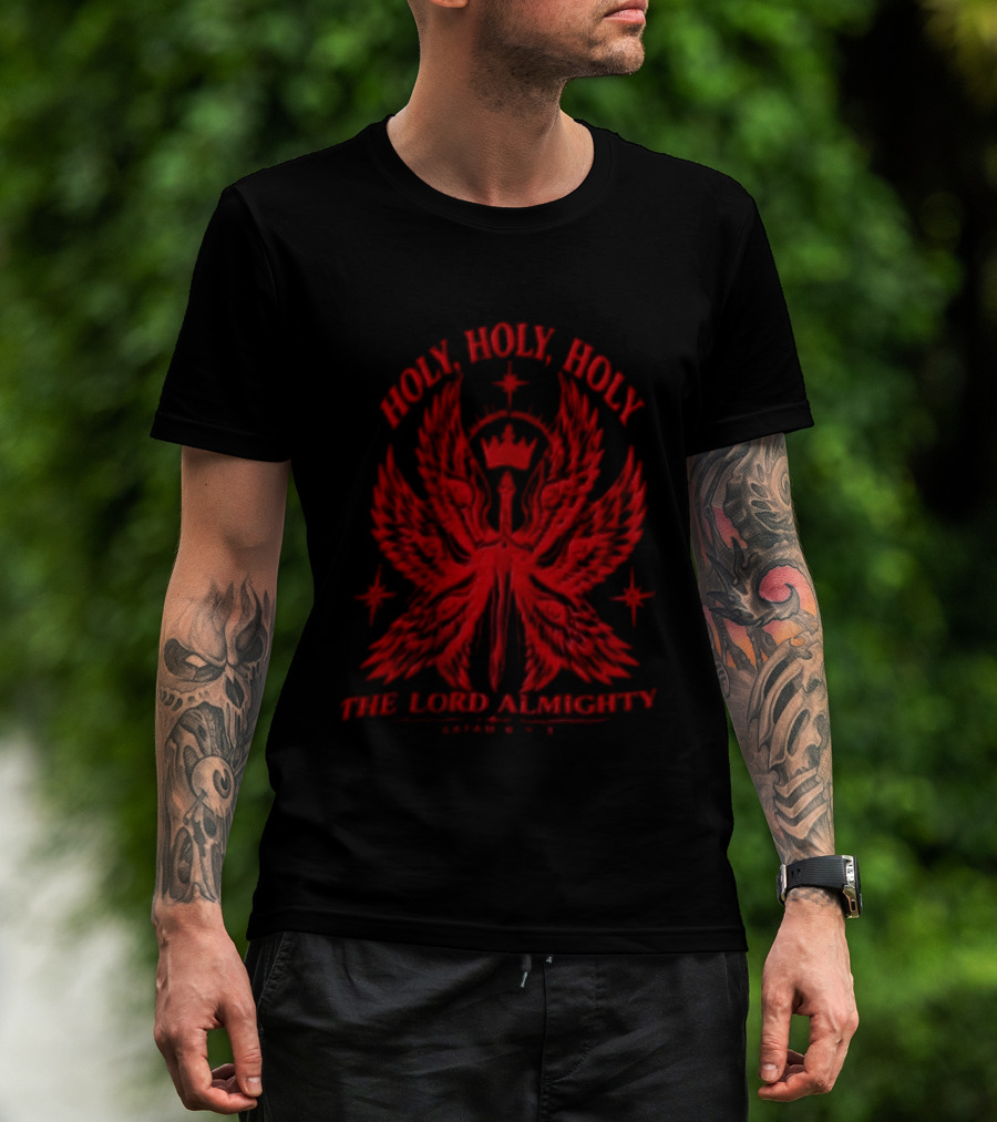 Holy Holy Holy The Lord Almighty Isaiah 6:2 3 Seraphim Angel Wings T-Shirt