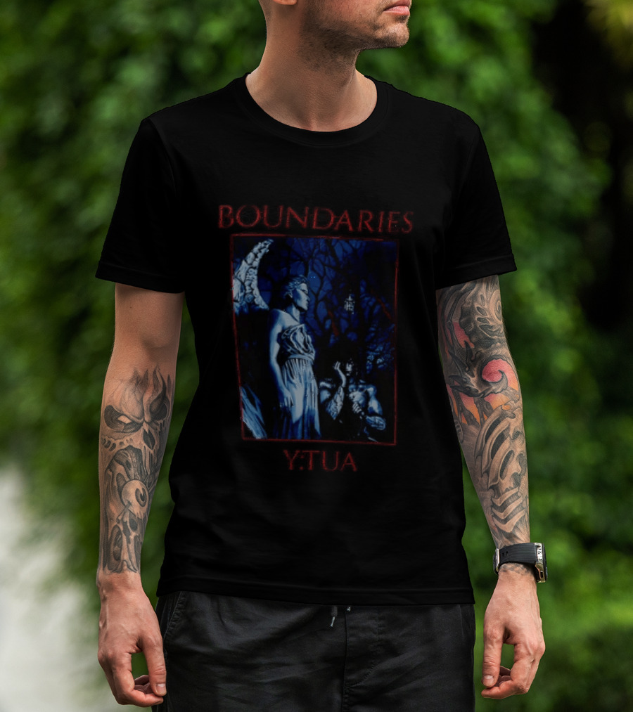 Boundaries YTUA Angel Statue And Dark Forest T-Shirt