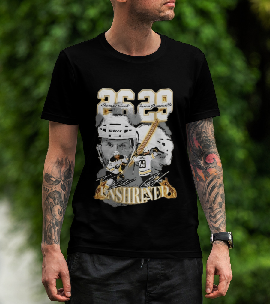 Thomas Vanek Jason Pominville 2026 Player Photos 26 29 Enshrined Buffalo Sabres Crossed Swords T-Shirt