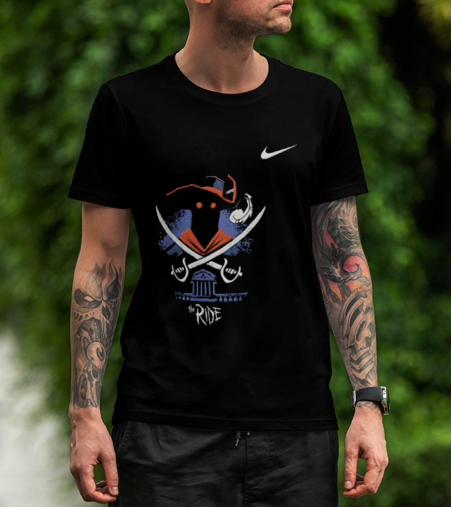 Nike Virginia Cavaliers The Ride Masked Silhouette Crossed Sabres Rotunda Building T-Shirt