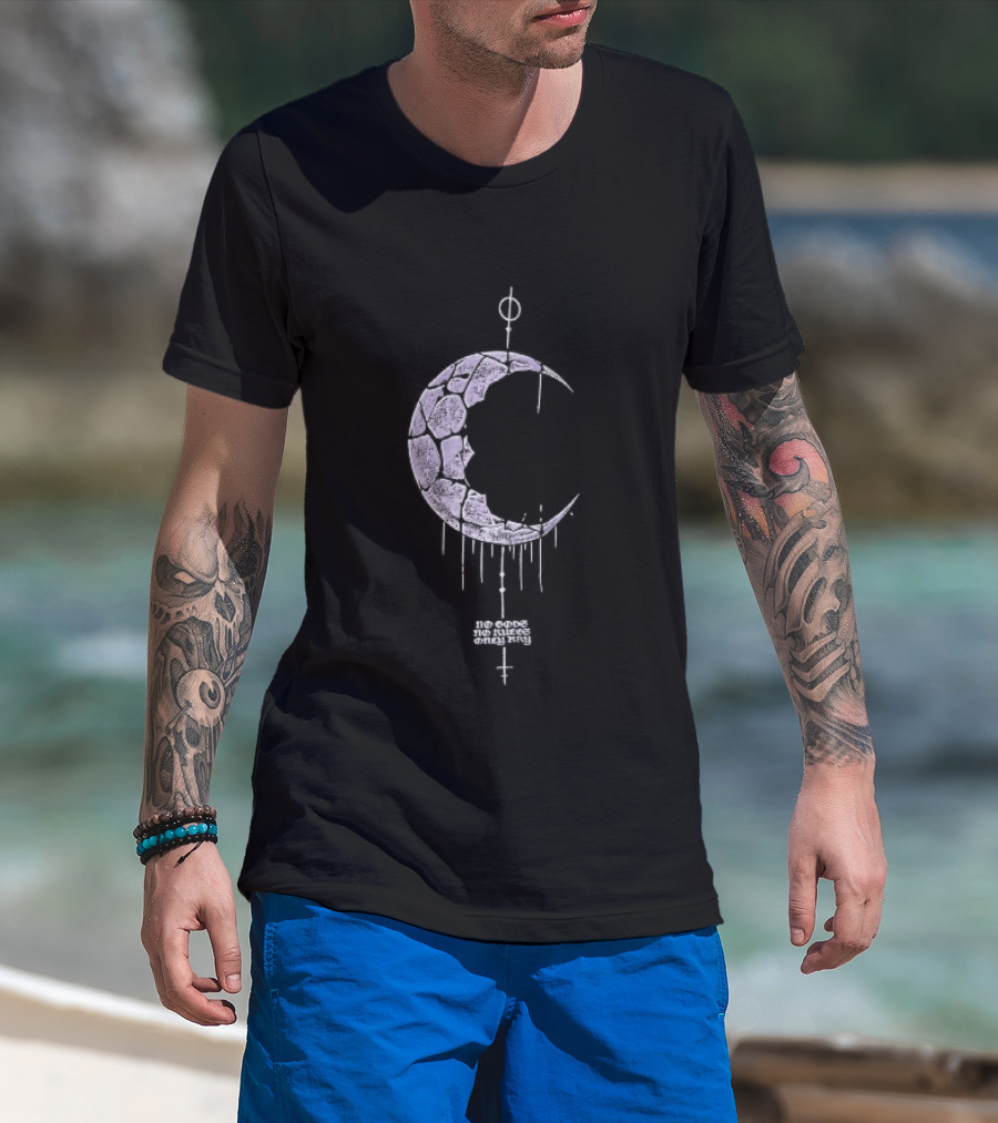No Gods Rules Only Purple Cracked Crescent Moon T-Shirt