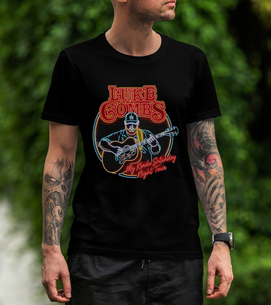 Luke Combs My Kinda Saturday Night Tour 2026 Guitarist Neon T-Shirt