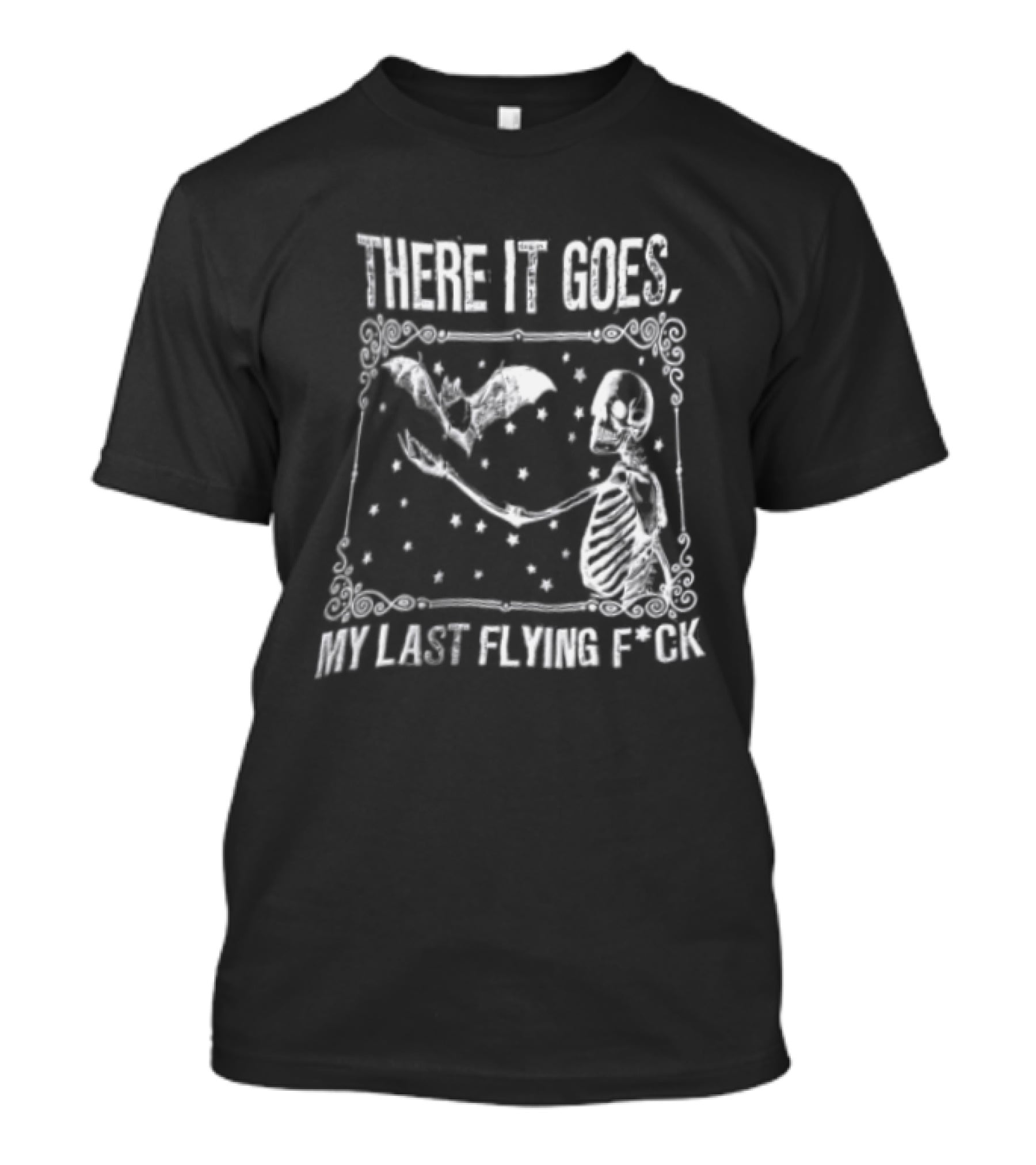 There It Goes My Last Flying F'ck Skeleton Bat Retro Vintage Halloween T-Shirt
