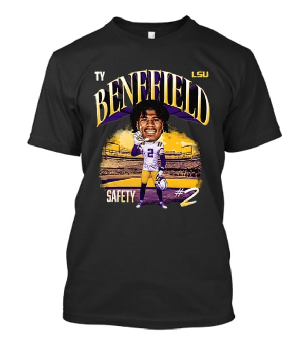 Ty Benefield LSU Football Safety #2 Caricature Stadium T-Shirt