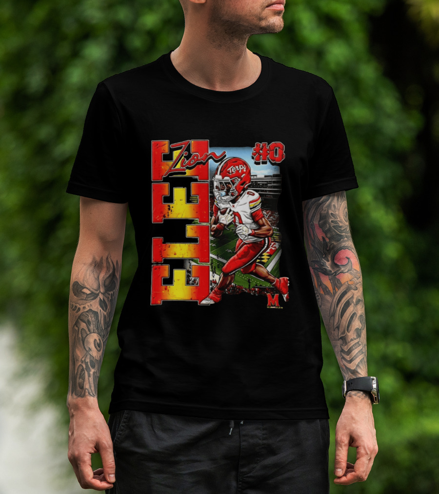 Zion #0 Maryland Terrapins NCAA Football Player Caricature T-Shirt