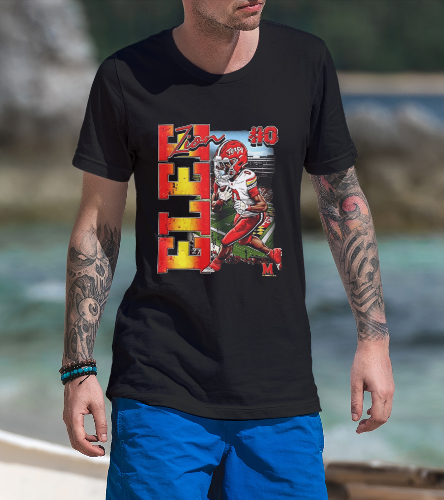 Zion #0 Maryland Terrapins NCAA Football Player Caricature T-Shirt