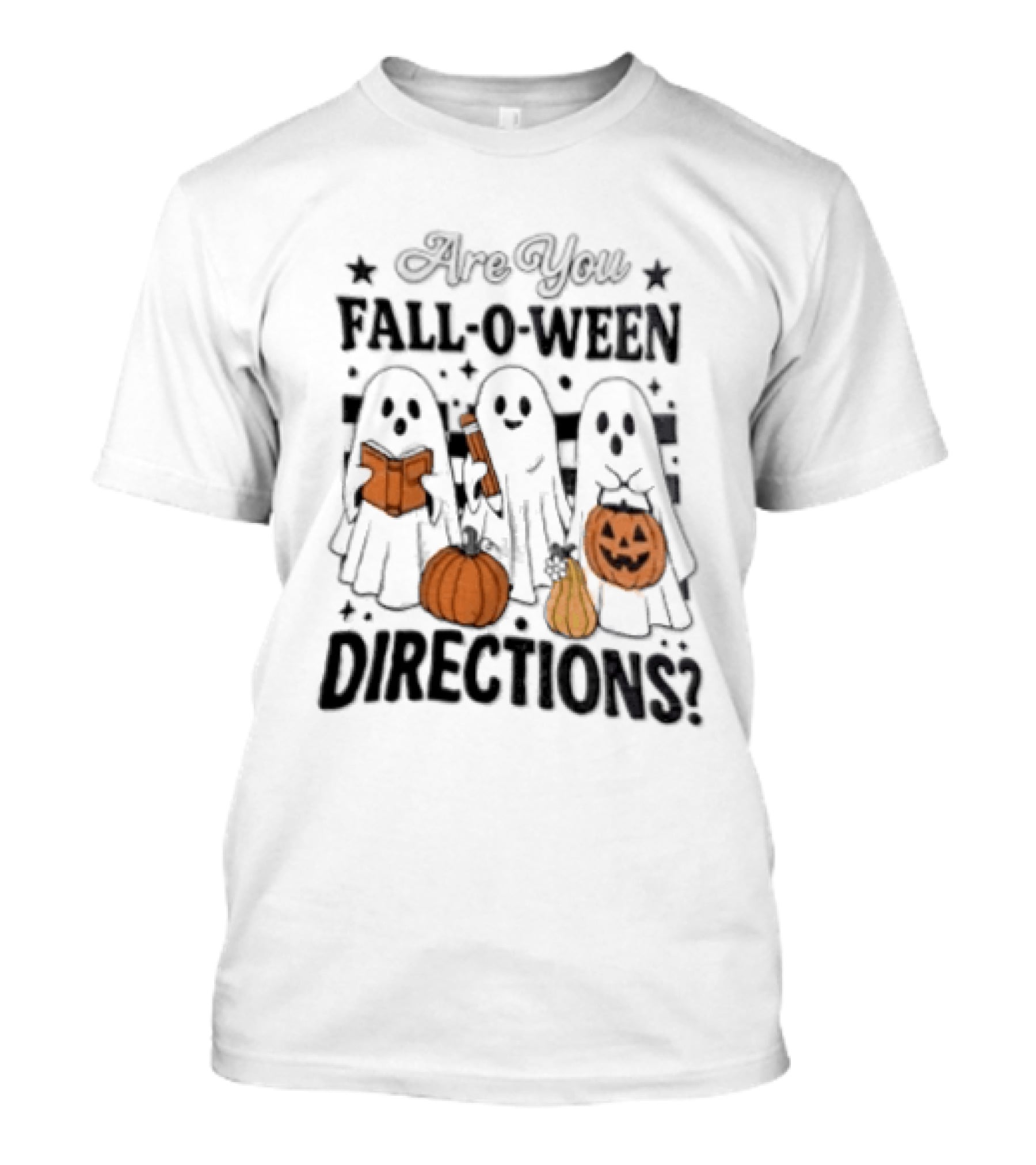 Are You Fall O Ween Directions With Ghosts Reading Books And Pumpkins T-Shirt