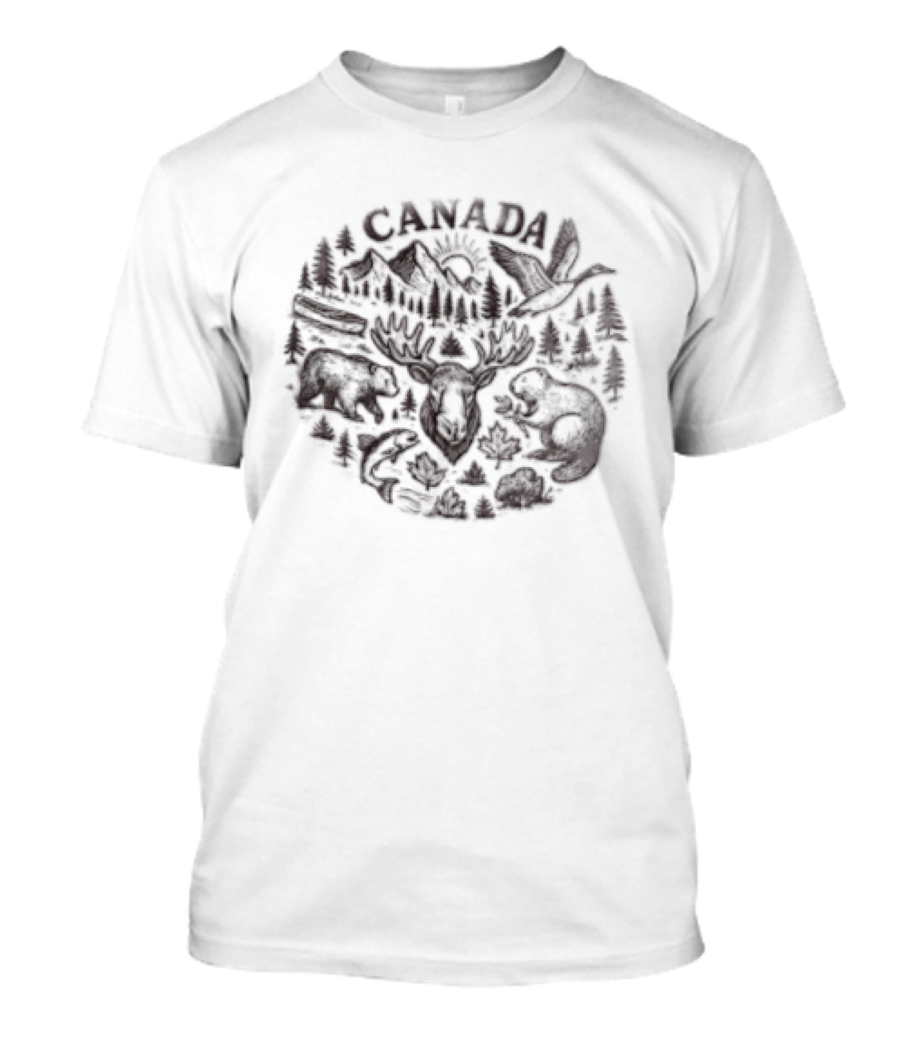Canada Moose Bear Beaver Goose Wildlife Nature T-Shirt