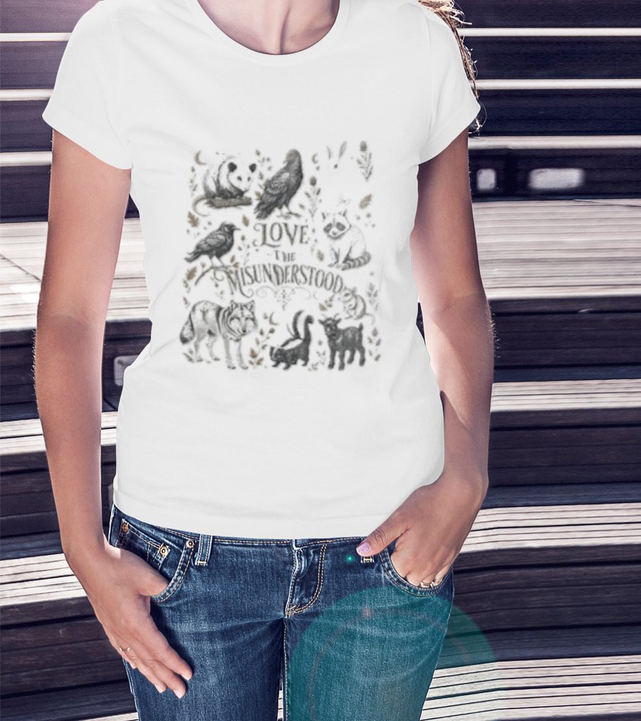 Love The Misunderstood Woodland Creatures Bear Fox Bird Rabbit Squirrel T-Shirt
