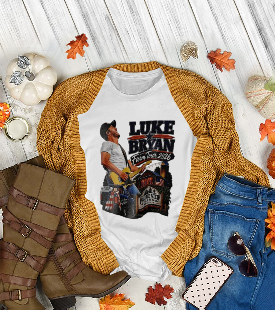 Luke Bryan Farm Tour 2026 Prairie View Farms Brookston IN Pickup Truck Barn Scene T-Shirt