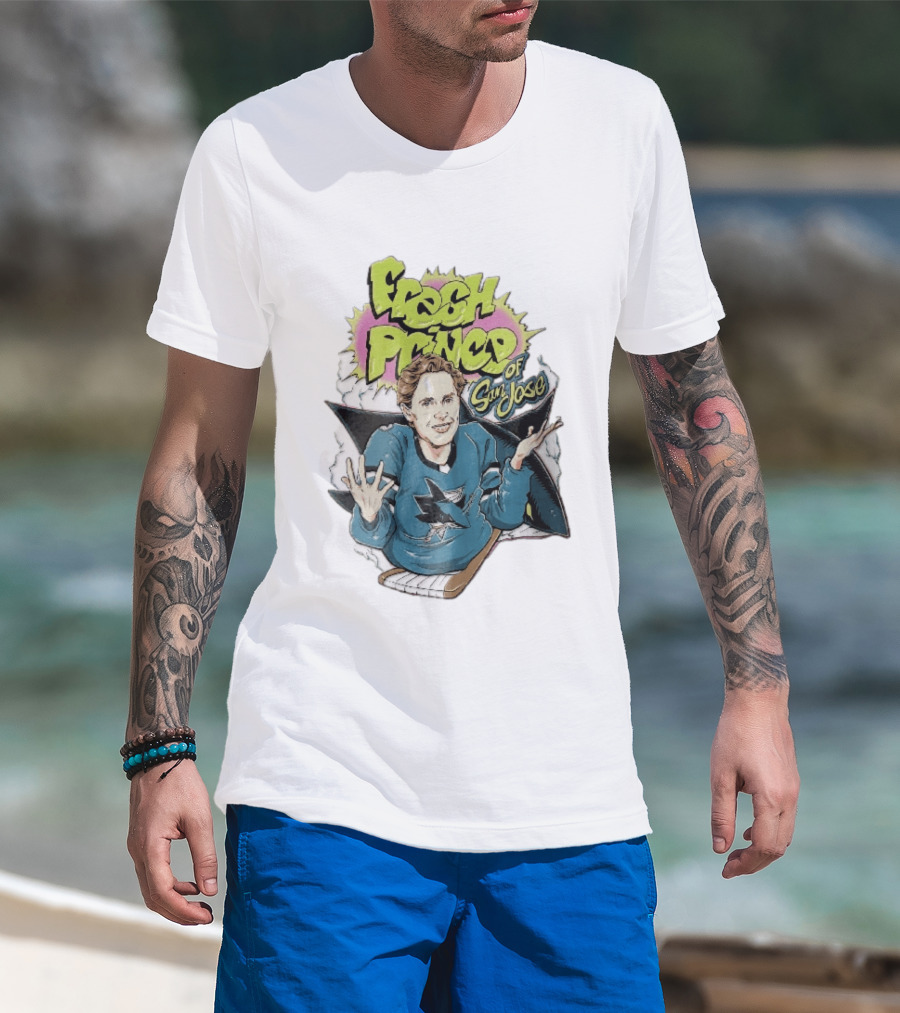 San Jose Sharks NHL Fresh Prince Cartoon Caricature Teal Hockey Jersey T-Shirt