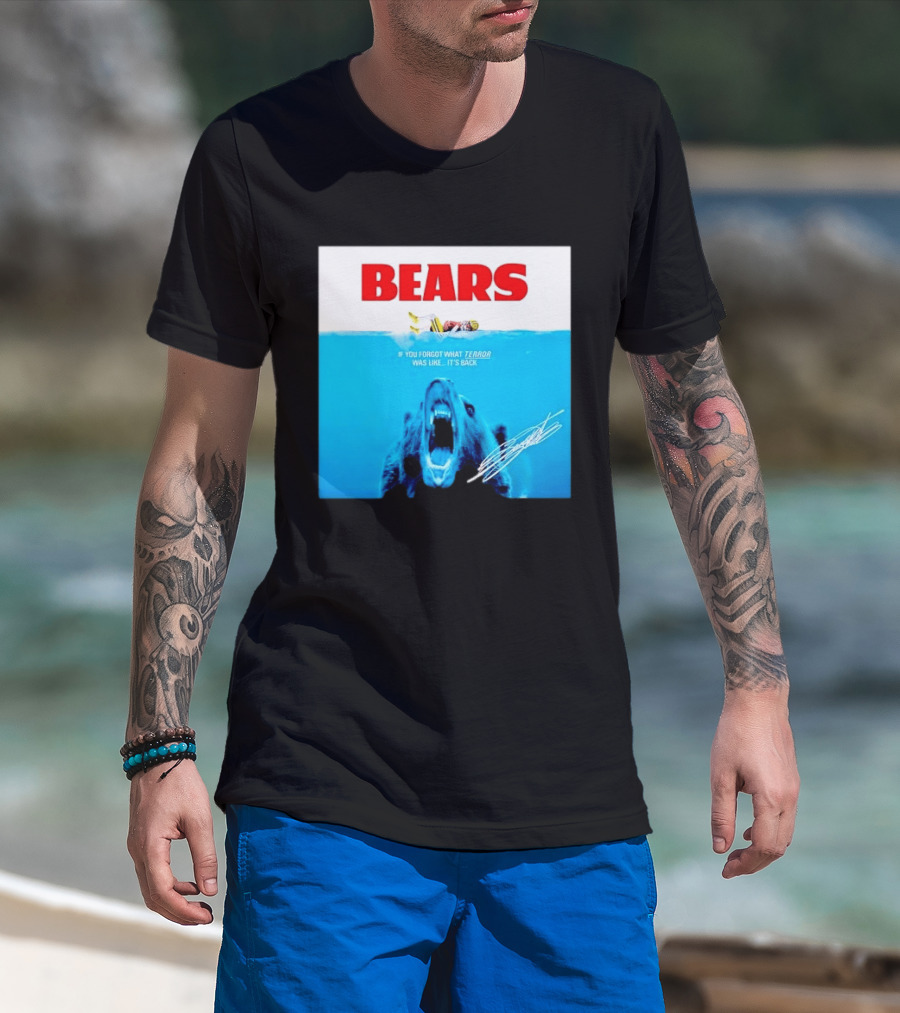 BEARS Caleb Williams Green Bay Packers Player Swimming Bear If You Forgot What Terror Was Like It's Back Chicago Bears T-Shirt