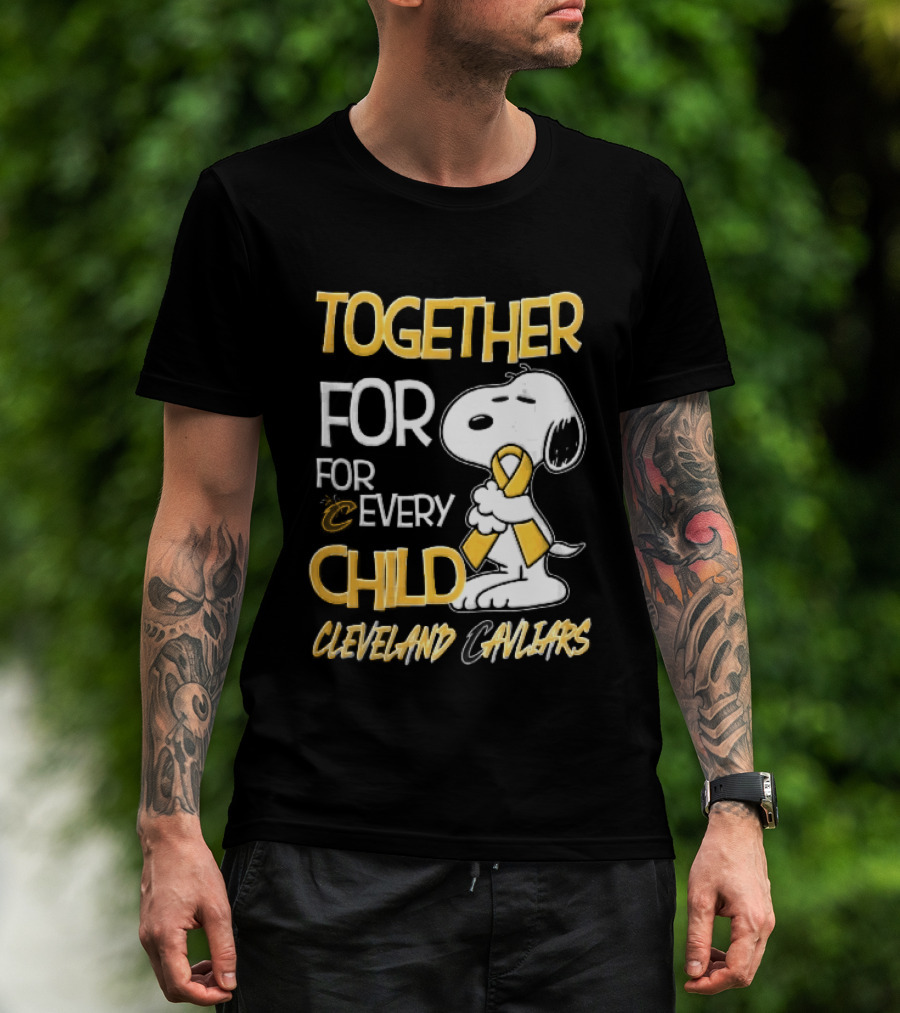 Cleveland Cavaliers Together For Every Child Cartoon Dog Yellow Ribbon T-Shirt