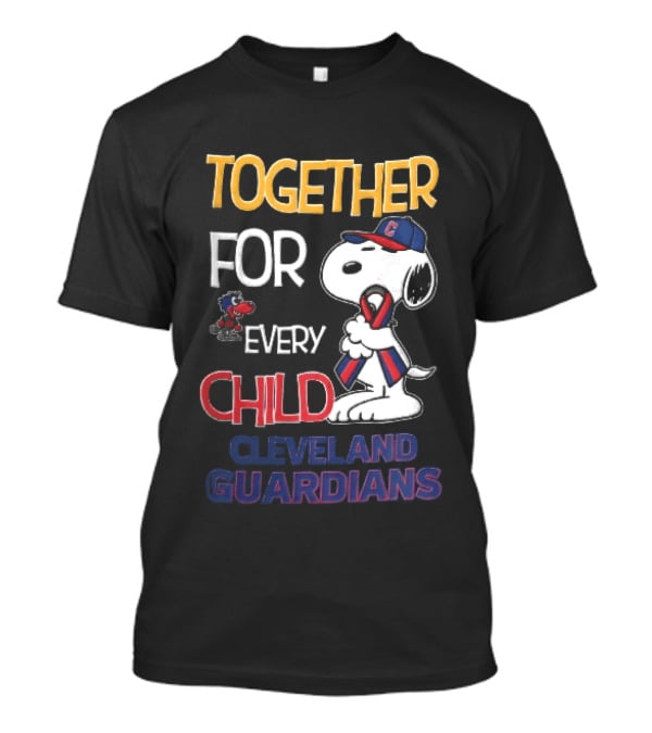 Cleveland Guardians Together For Every Child Snoopy Awareness Ribbon MLB T-Shirt