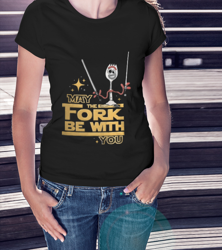 May The Fork Be With You Spork Wielding Lightsabers T-Shirt