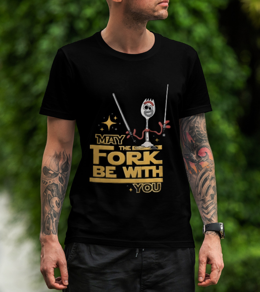 May The Fork Be With You Spork Wielding Lightsabers T-Shirt