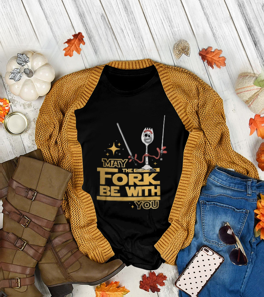 May The Fork Be With You Spork Wielding Lightsabers T-Shirt