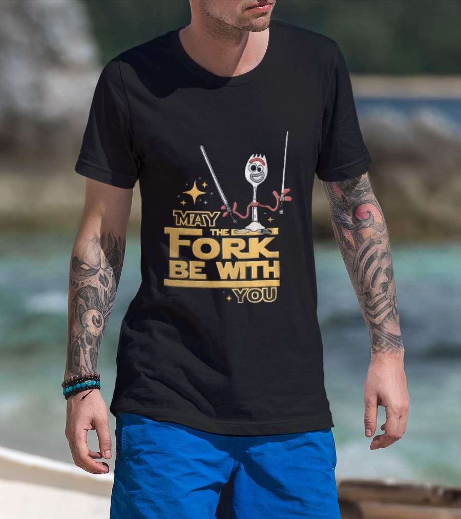 May The Fork Be With You Spork Wielding Lightsabers T-Shirt