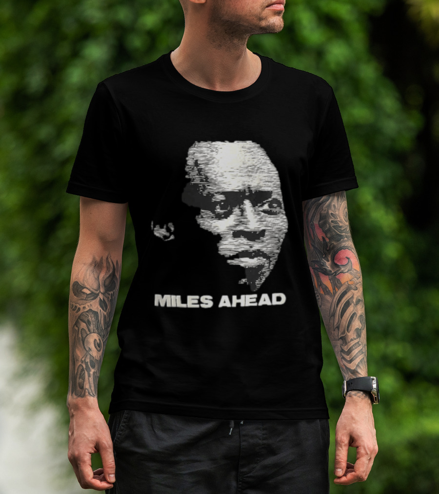 Miles Ahead Face Close Up Horizontal Lines T-Shirt