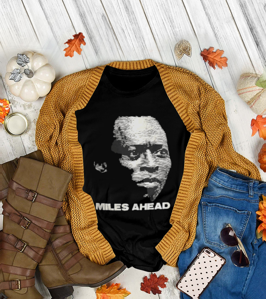Miles Ahead Face Close Up Horizontal Lines T-Shirt